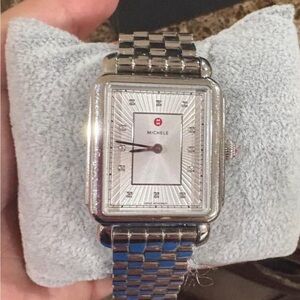 Michele Silver Rectangular Timepiece